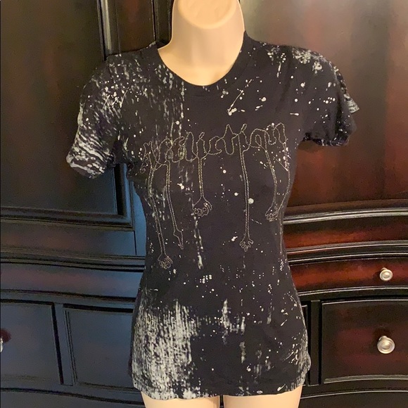 Affliction Tops - Affliction bamboo paint splatter tee shirt